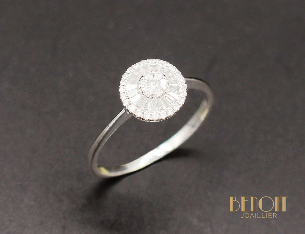 Bague Diamants Ronds et Baguettes