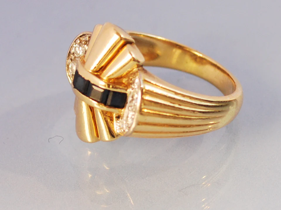 Bague diamants saphirs diamants 1940 - Image 2