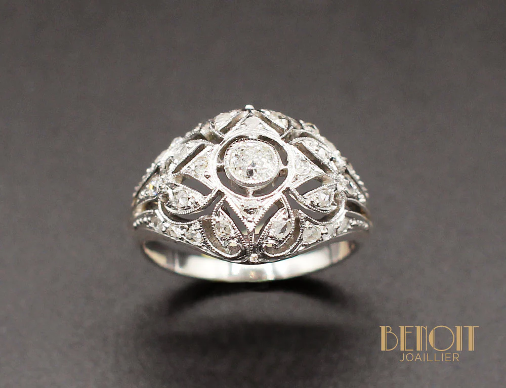 Bague Dôme Art Déco Diamants - Image 2