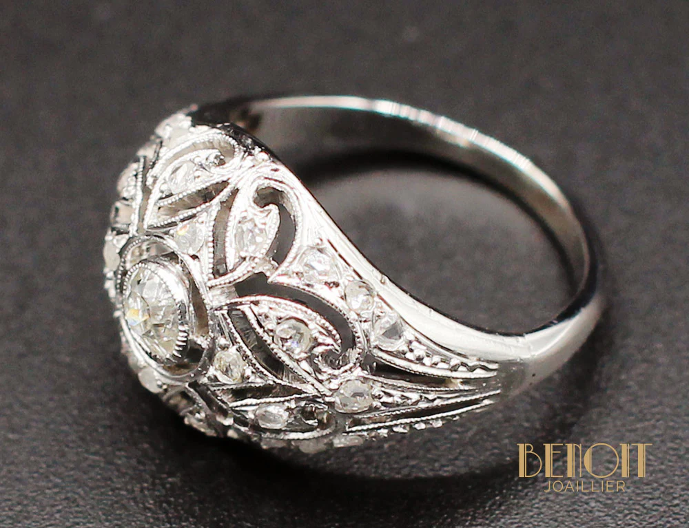 Bague Dôme Art Déco Diamants - Image 4