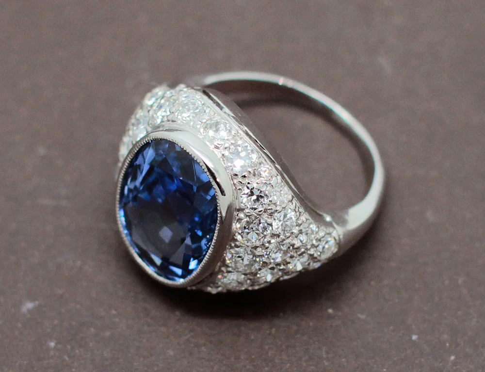 Bague Dôme Art Déco Saphir Birman - Image 9