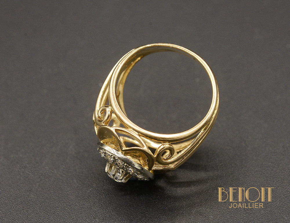 Bague Dôme Fleur Hexagramme Diamants - Image 4