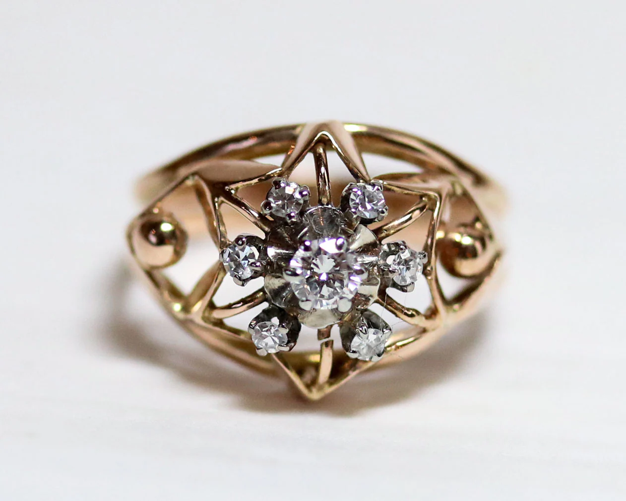 Bague Dôme Marguerite Or Rose Diamants - Image 7