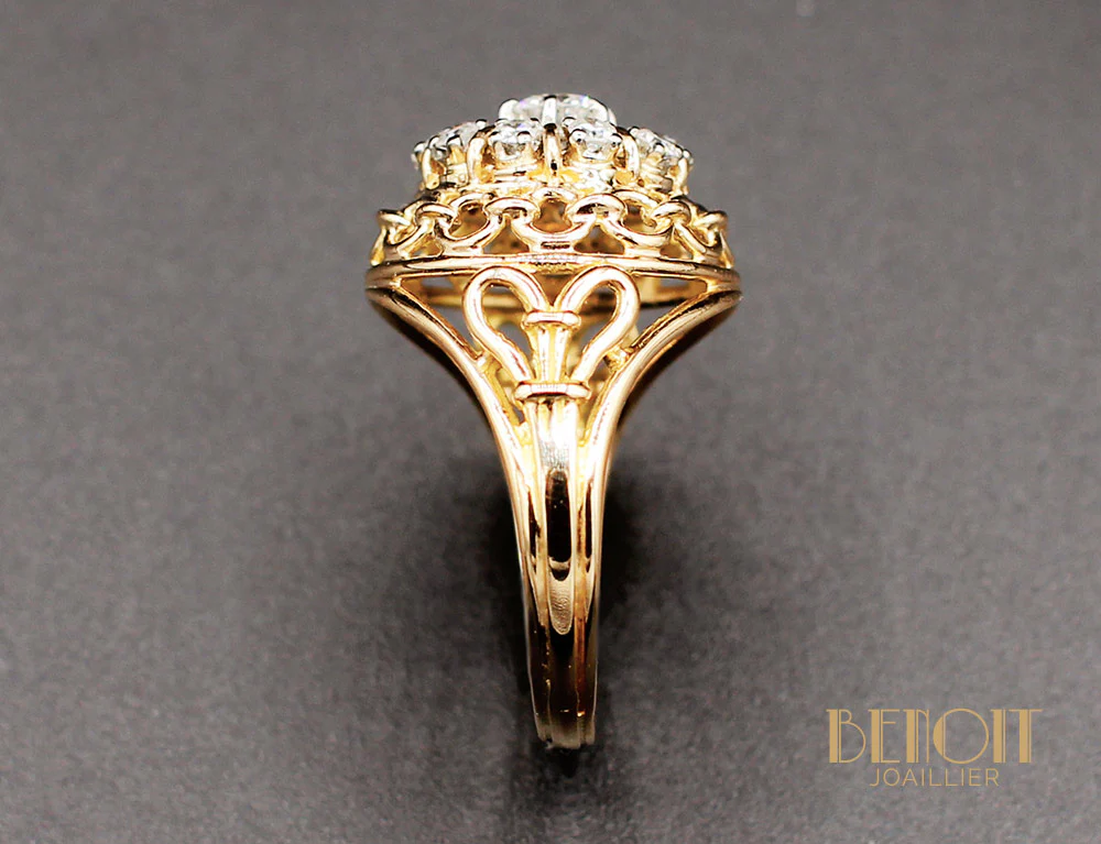 Bague Dôme Or Jaune Diamants - Image 4