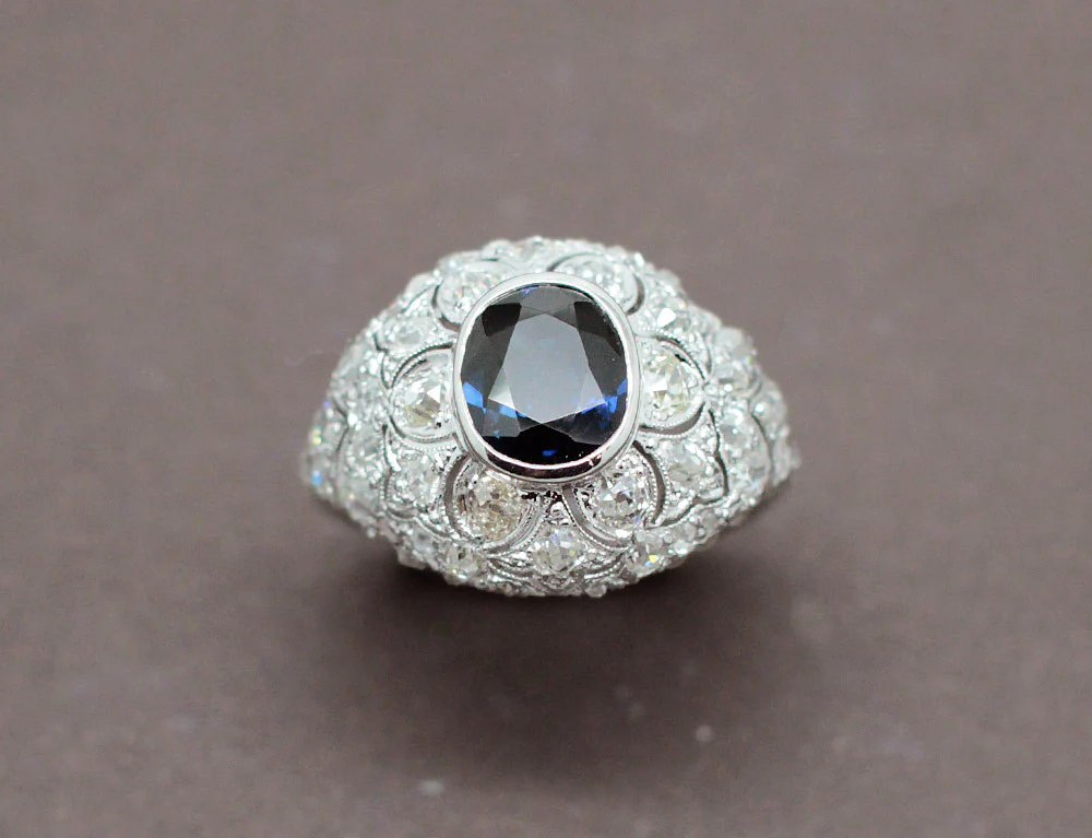 Bague Dôme Saphir Art Déco - Image 2