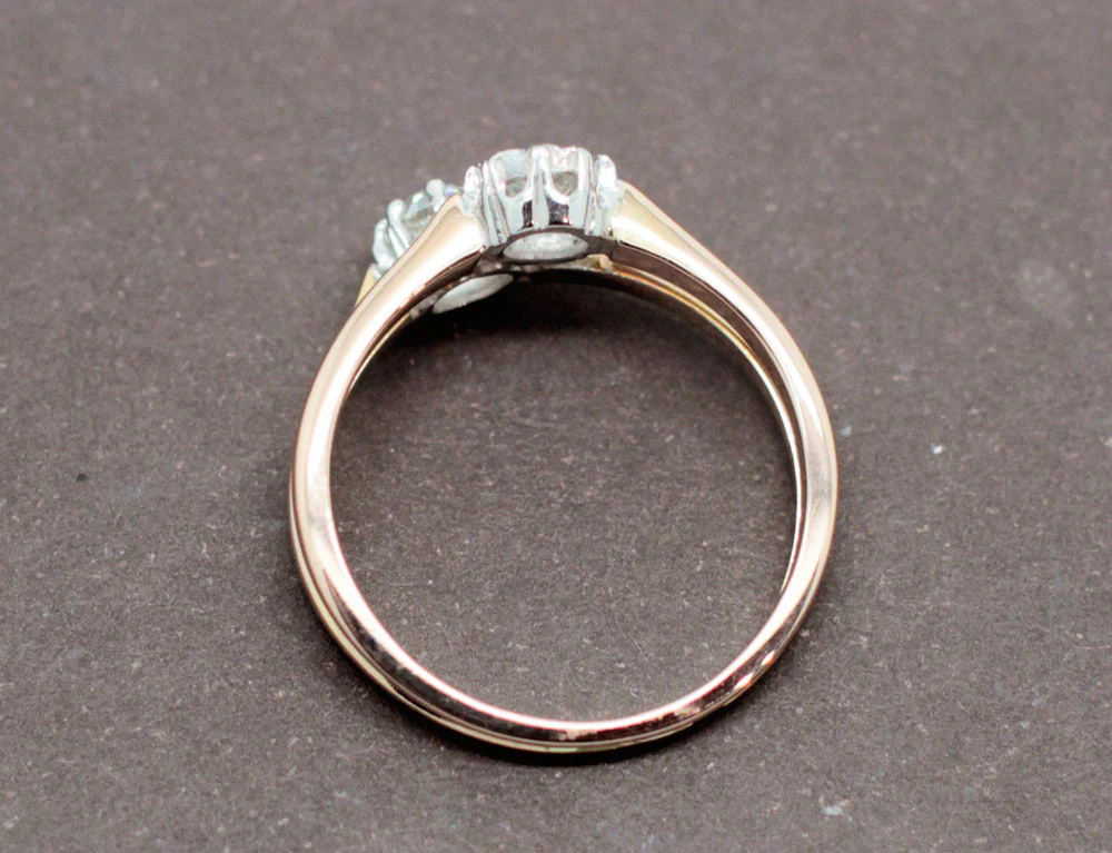 Bague Double Anneau Or Rose Diamants - Image 4