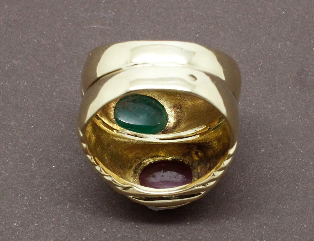 Bague Double Jonc Emeraude et Rubis - Image 5