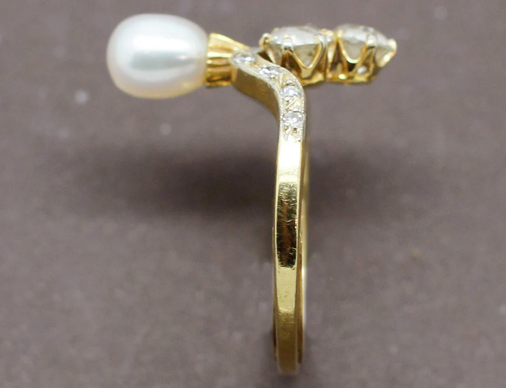 Bague Duchesse Or Diamants Perle - Image 4
