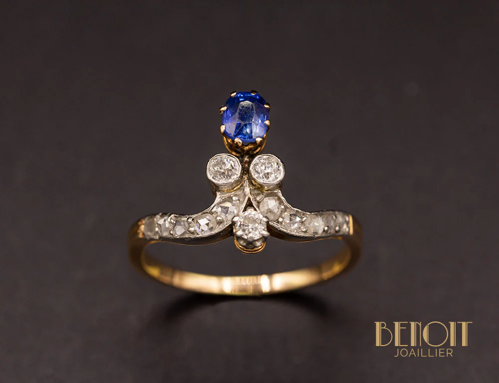 Bague Duchesse Saphir Diamants - Image 2