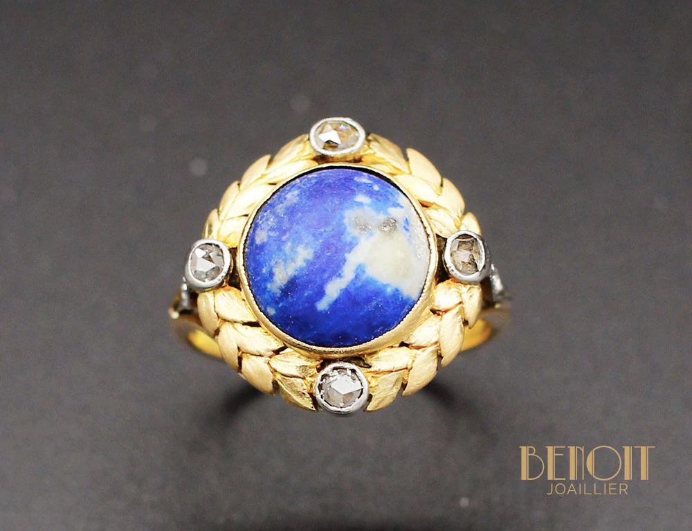 Bague Empire Lapis Lazuli et Diamants - Image 2
