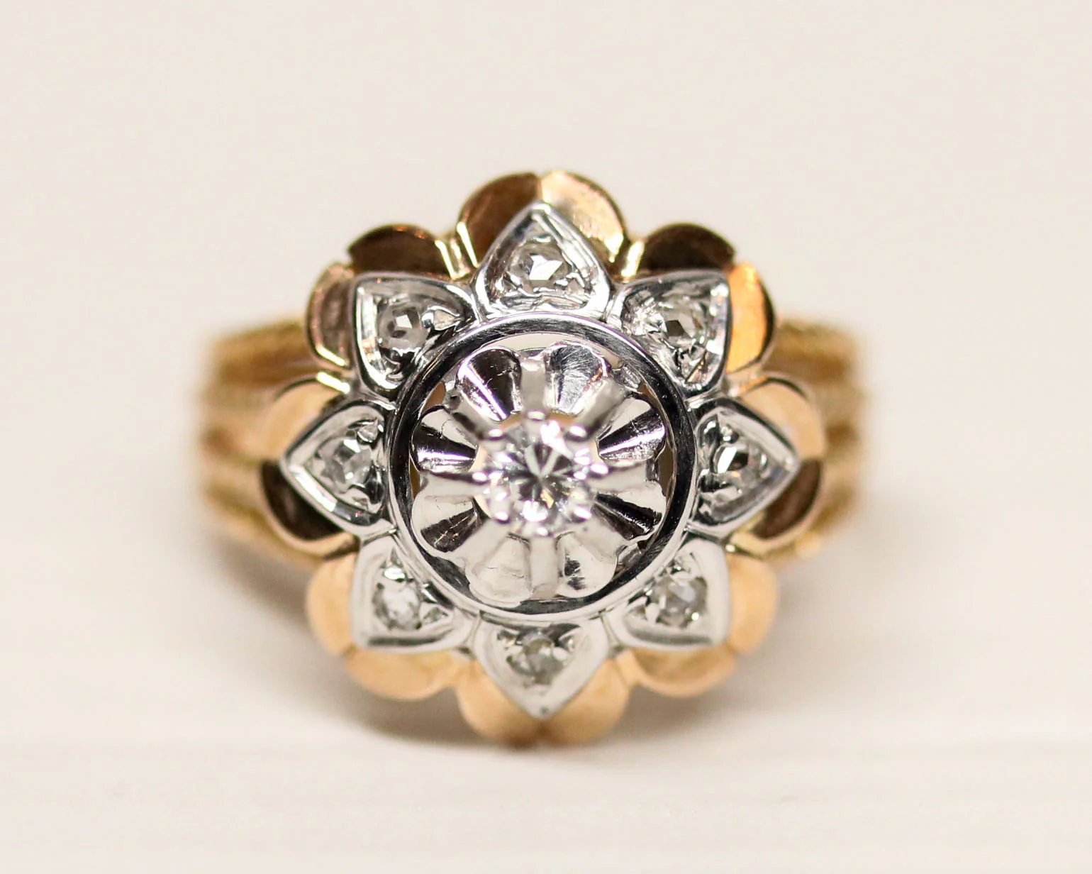 Bague Dôme Marguerite 1950 Or Diamant - Image 8