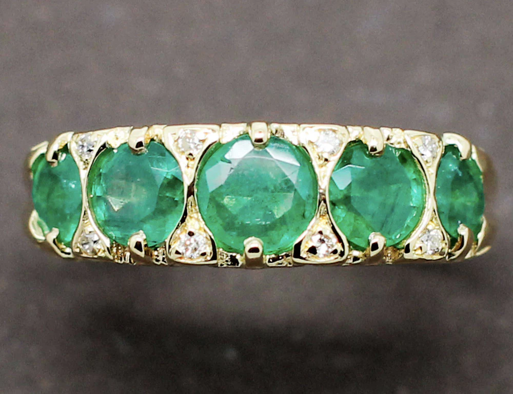 Bague Jarretière Emeraudes Diamants - Image 3
