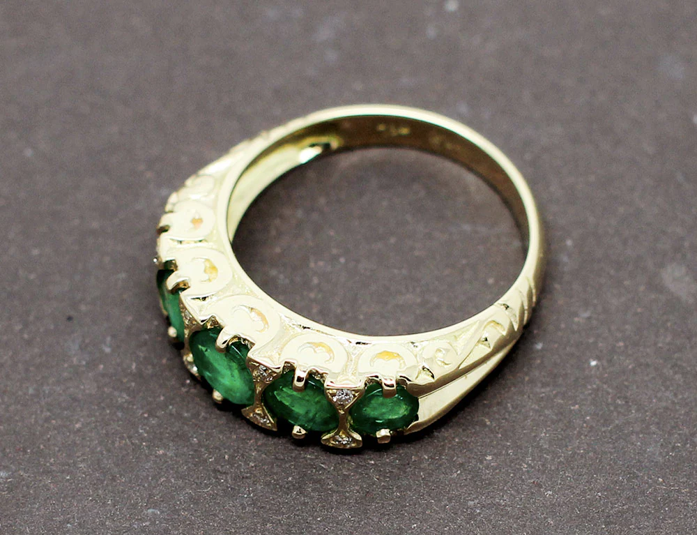 Bague Jarretière Emeraudes Diamants - Image 7