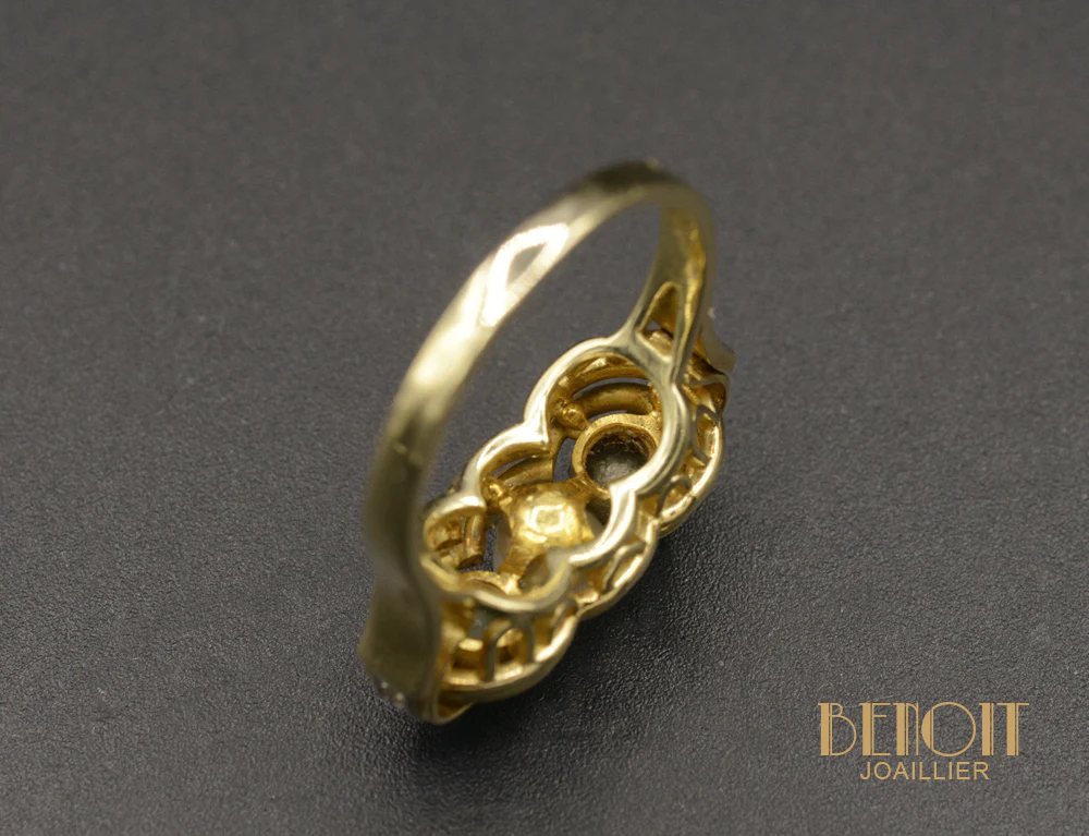 Bague Jarretière Emeraudes Perle - Image 5