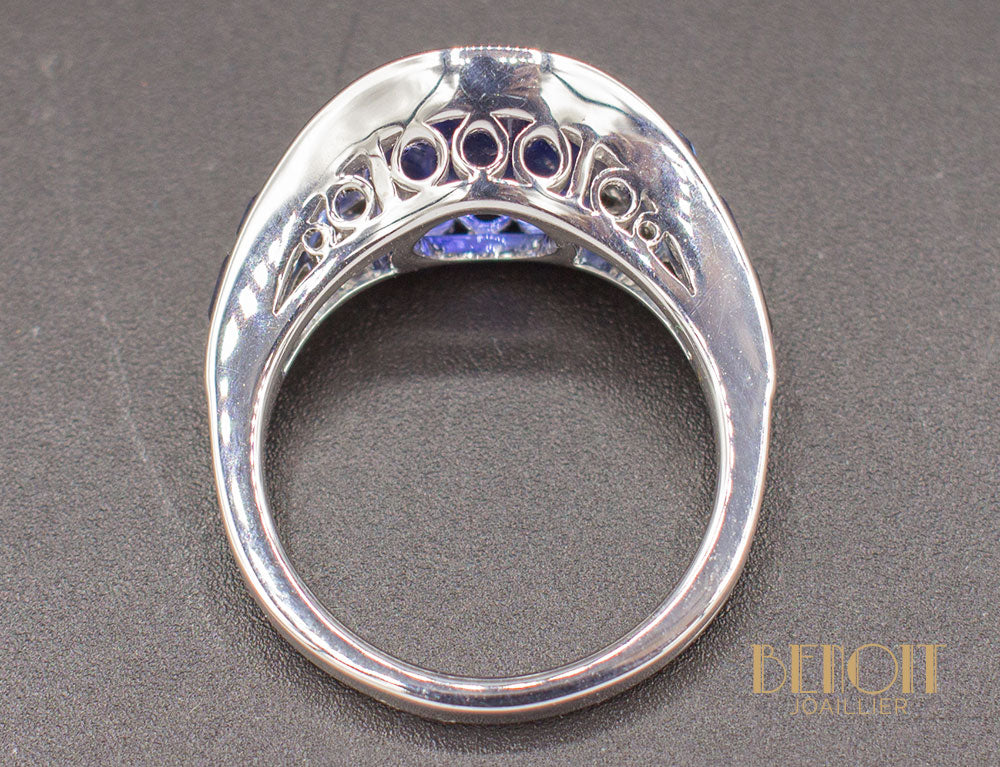 Bague Art Déco Jarretière Saphir Ceylan Naturel - Image 5