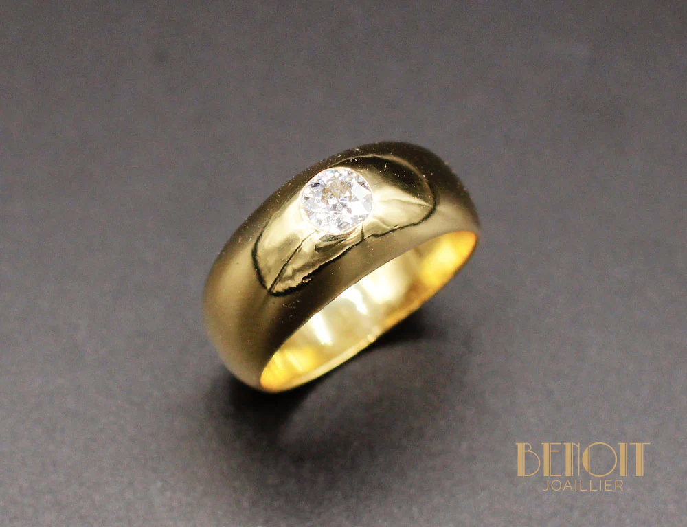 Bague Jonc Or Jaune Diamant