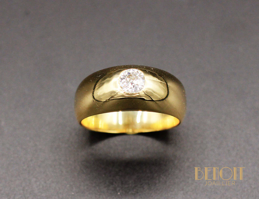 Bague Jonc Or Jaune Diamant - Image 2