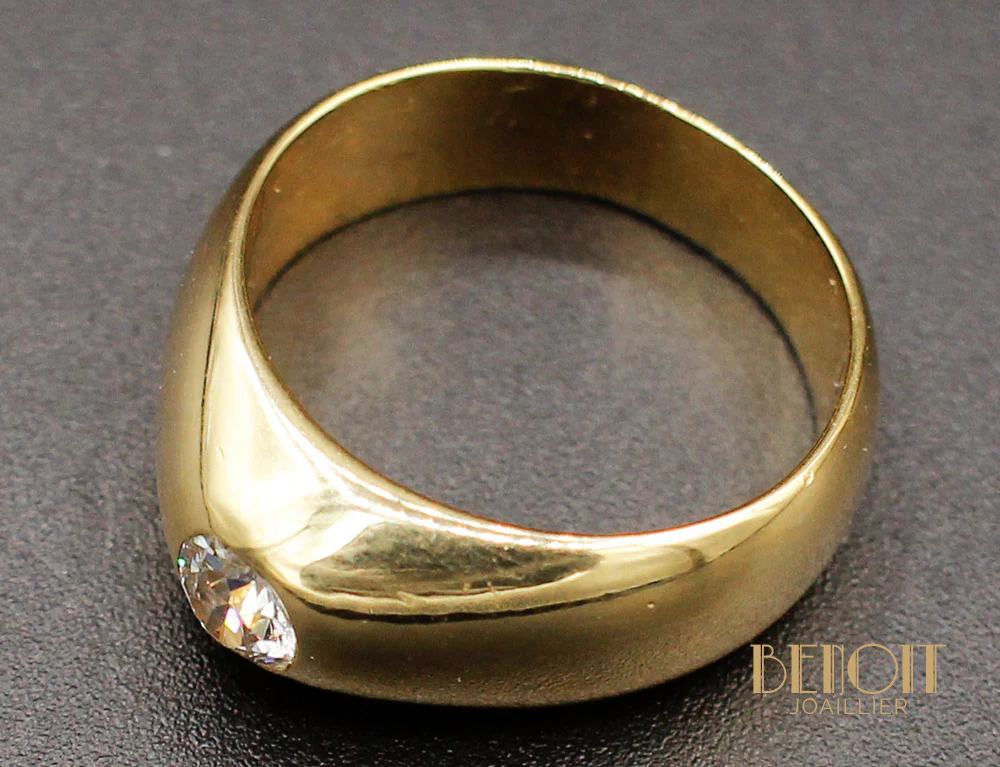 Bague Jonc Or Jaune Diamant - Image 4