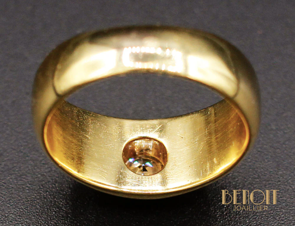 Bague Jonc Or Jaune Diamant - Image 6