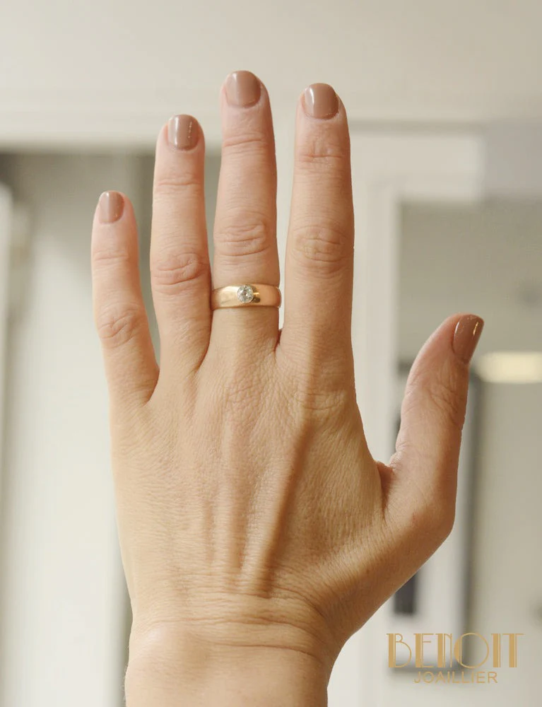 Bague Jonc Or Rose Diamant - Image 5