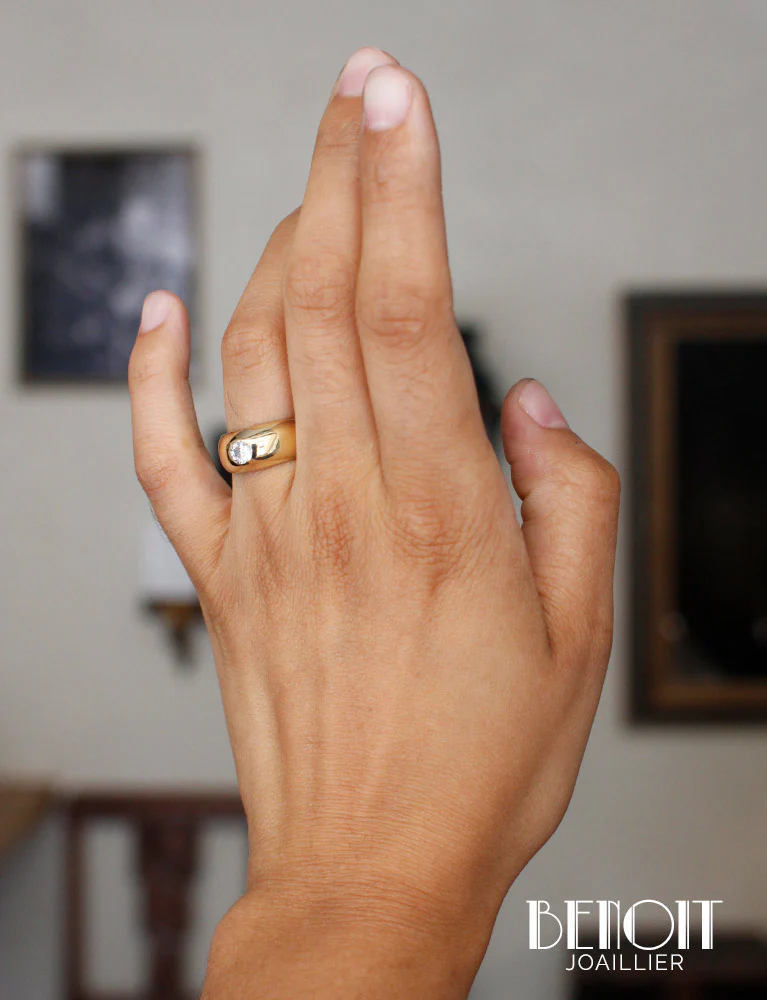 Bague Jonc Or Jaune Diamant - Image 7