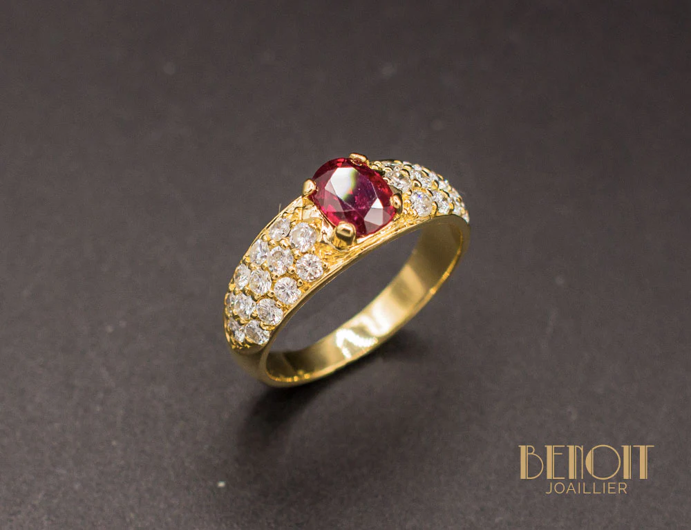 Bague Jonc Rubis Diamants