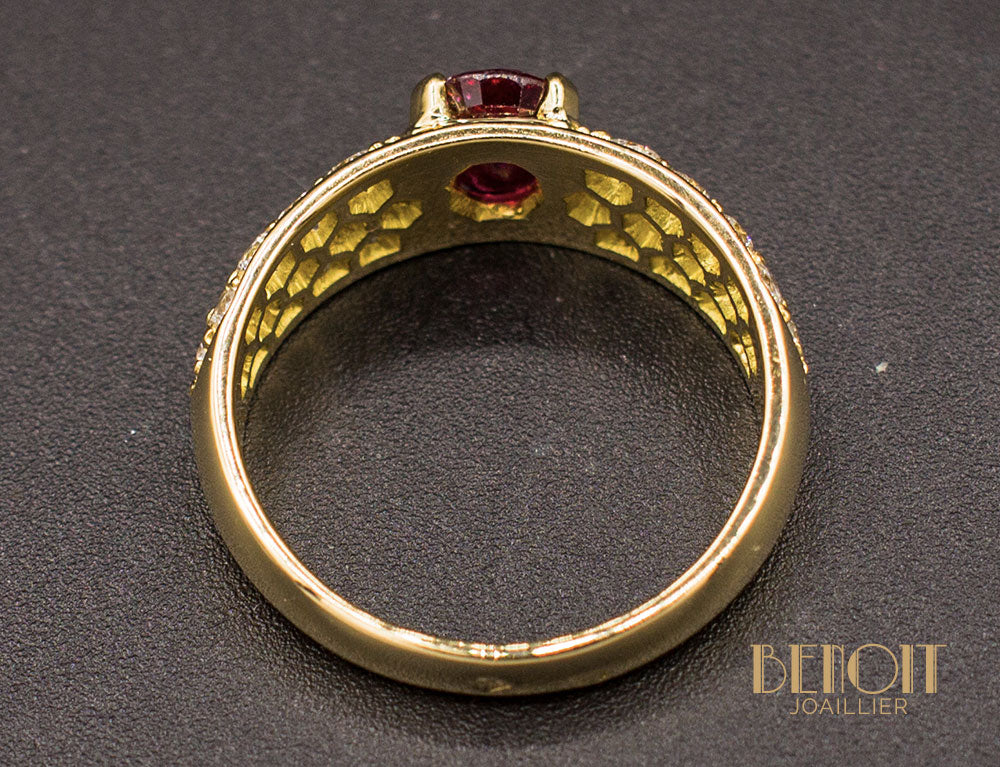 Bague Jonc Rubis Diamants - Image 4