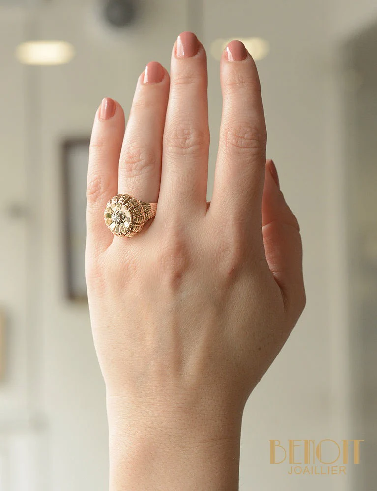 Bague Fleur 1950 Or rose - Image 6