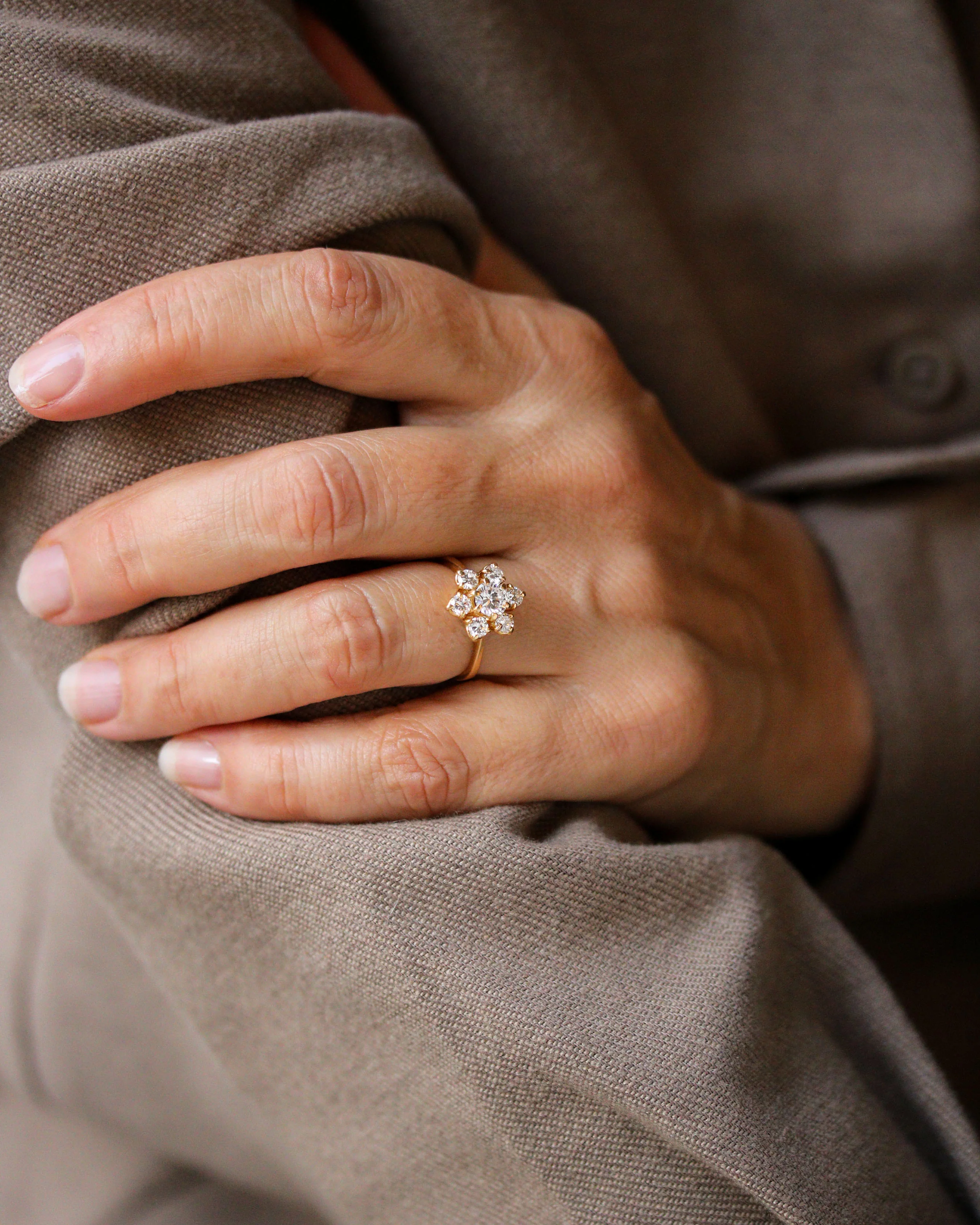 Bague Marguerite Diamant Or Jaune - Image 2