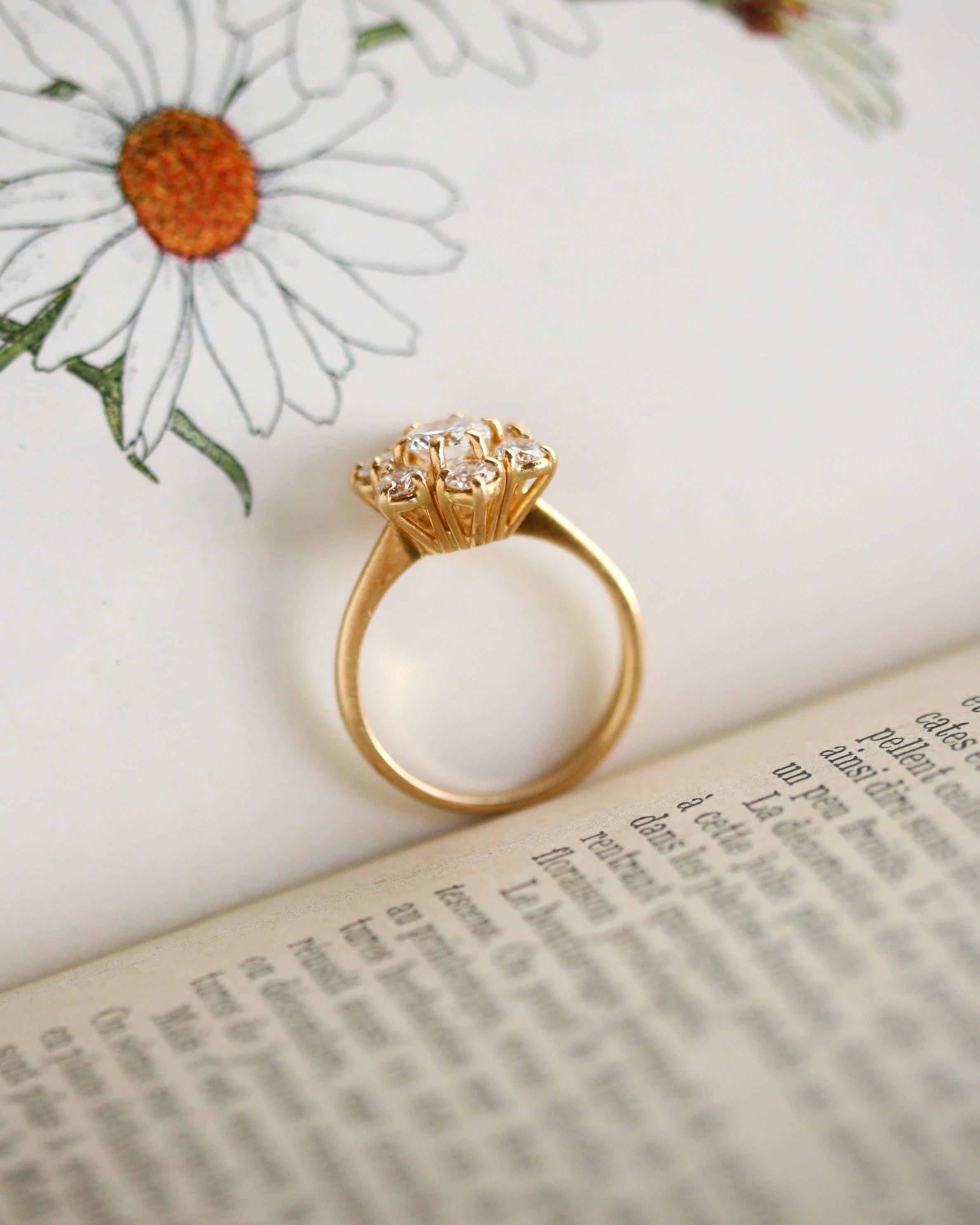 Bague Marguerite Diamant Or Jaune - Image 4