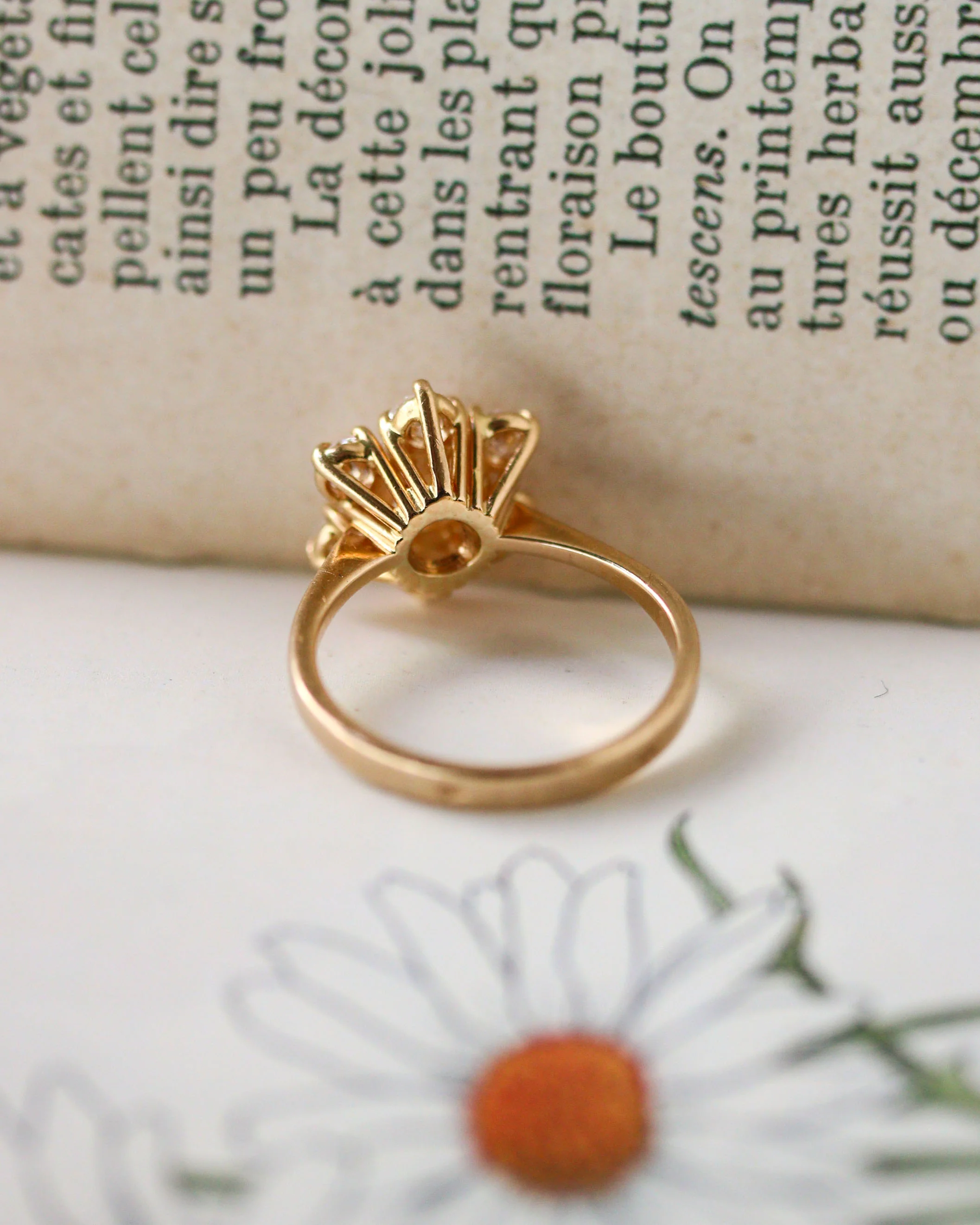 Bague Marguerite Diamant Or Jaune - Image 5