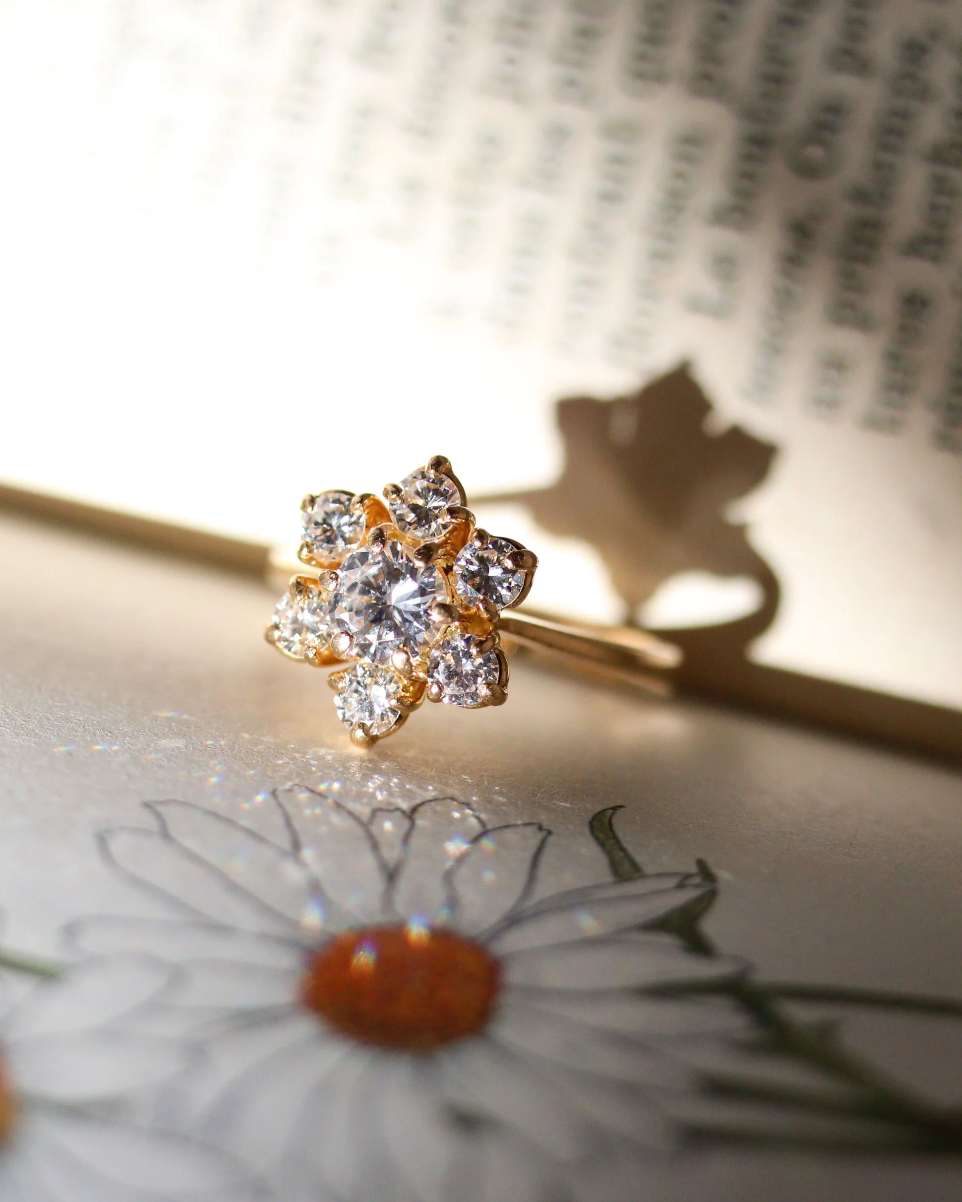 Bague Marguerite Diamant Or Jaune - Image 6