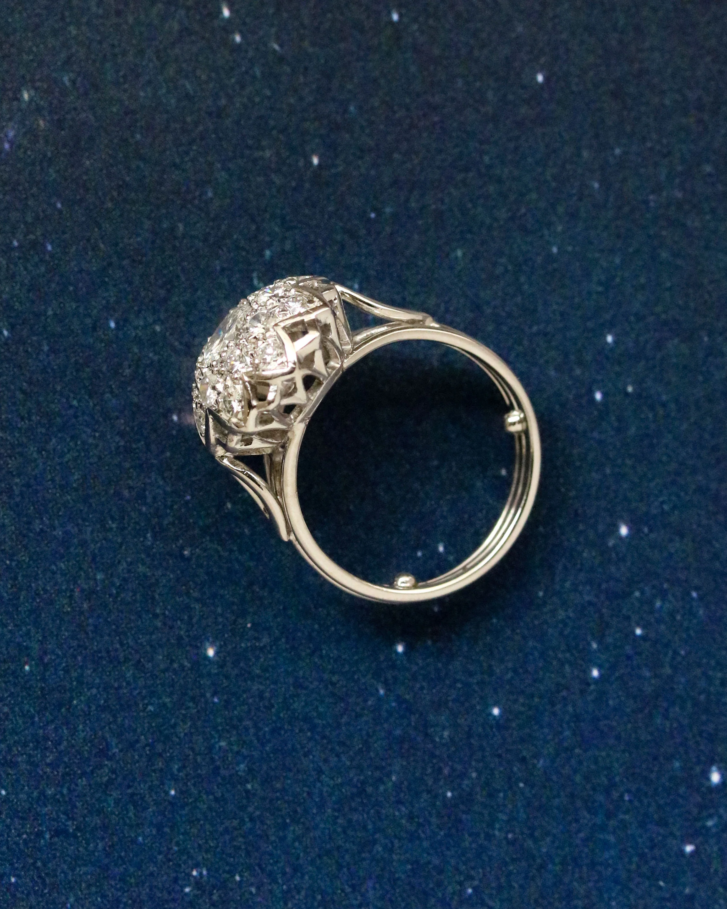 Bague Marguerite Diamants Platine - Image 3