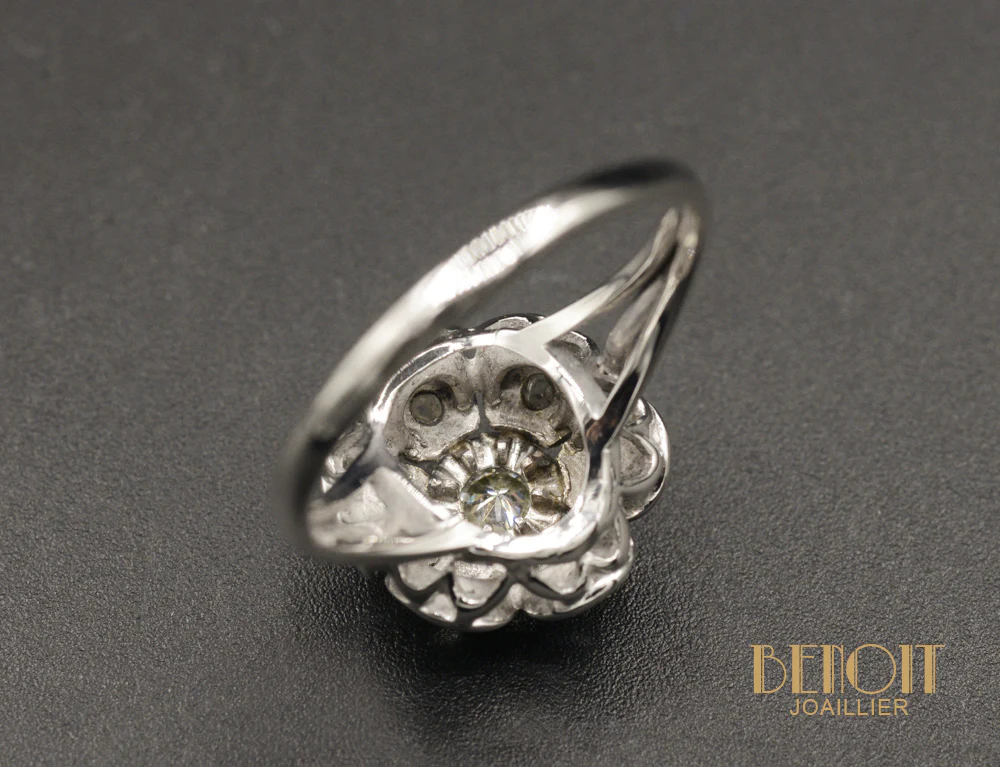 Bague Marguerite Or Blanc - Image 4