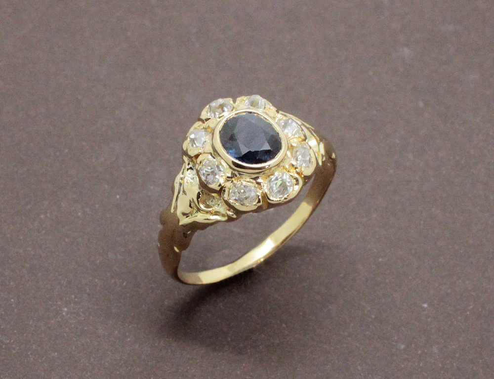 Bague Marguerite Or Saphir Diamants