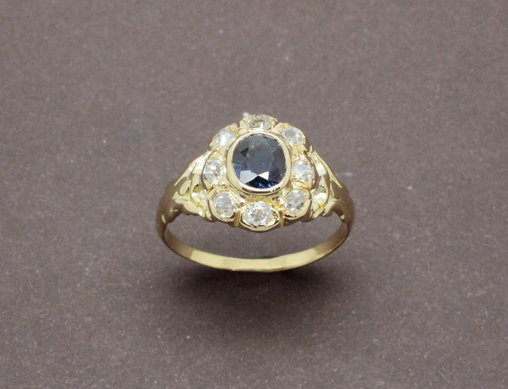 Bague Marguerite Or Saphir Diamants - Image 2