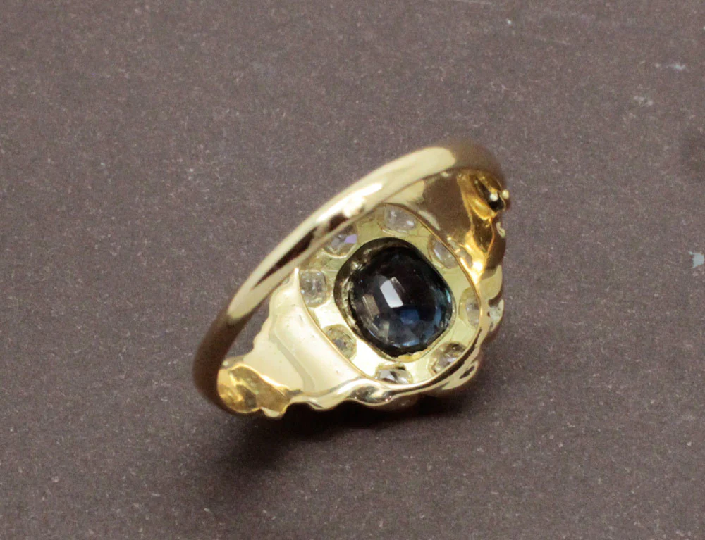 Bague Marguerite Or Saphir Diamants - Image 5
