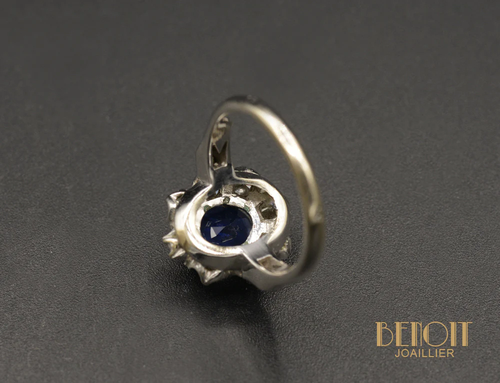 Bague Pompadour Saphir et Diamants - Image 4