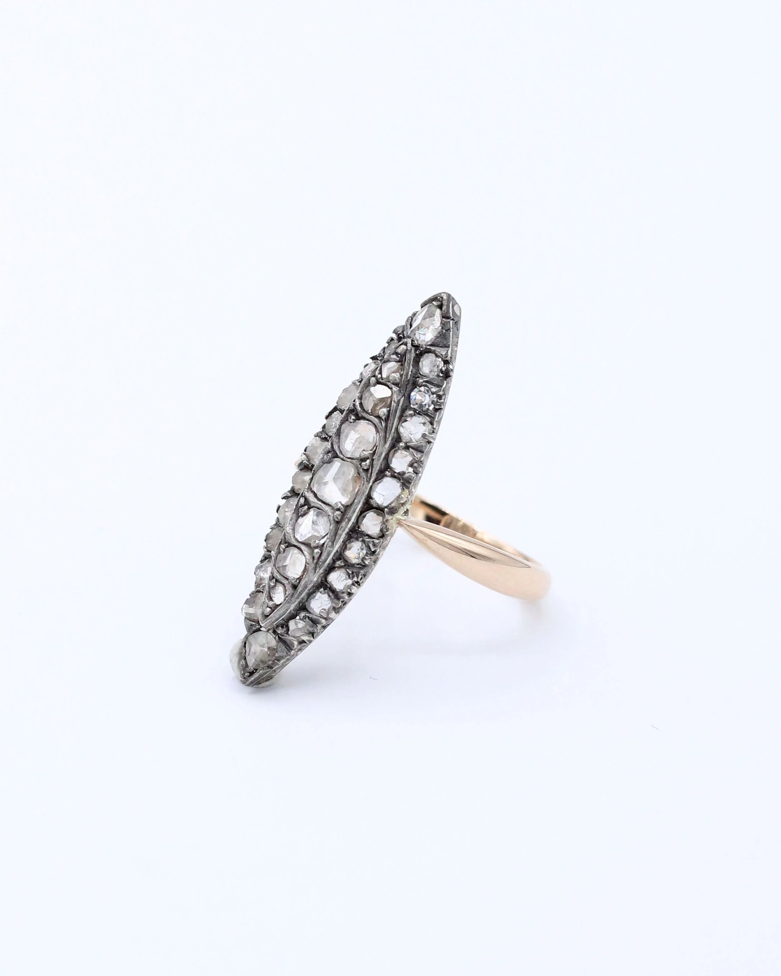 Bague Marquise XIXe siècle Or et Argent - Image 6
