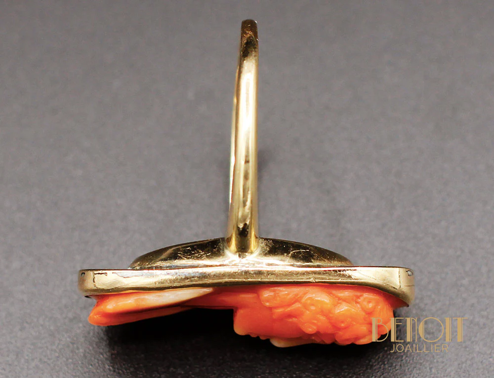 Bague Marquise Camée de Corail XIXe - Image 5