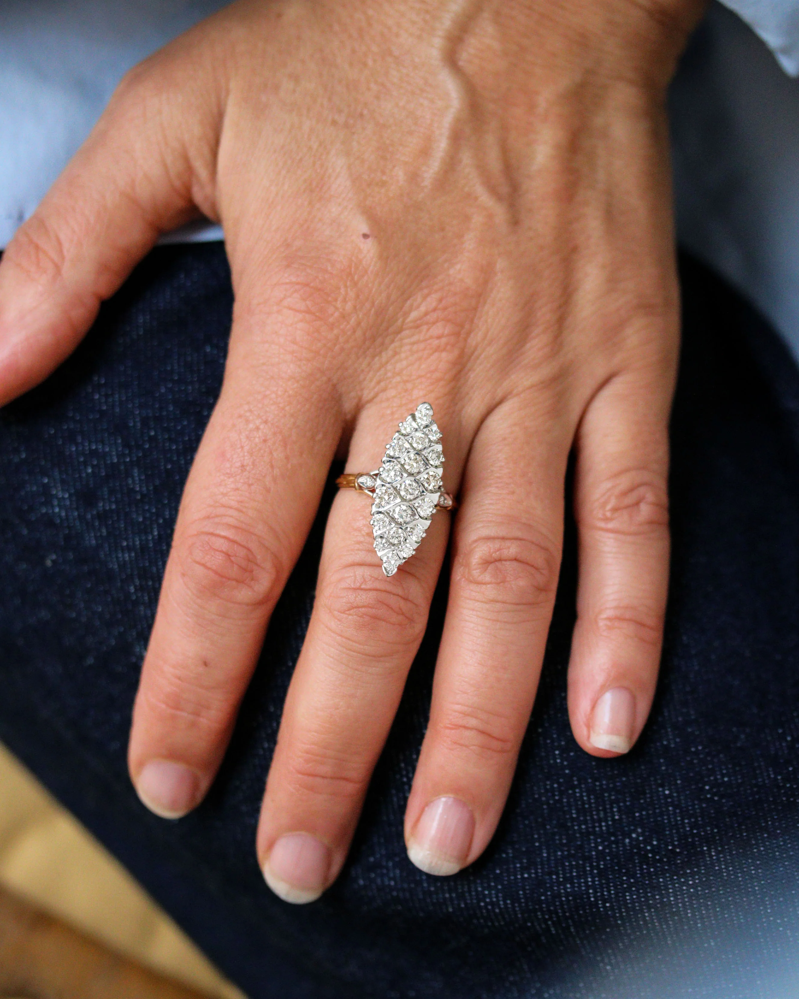 Bague Marquise Diamants et Or - Image 2