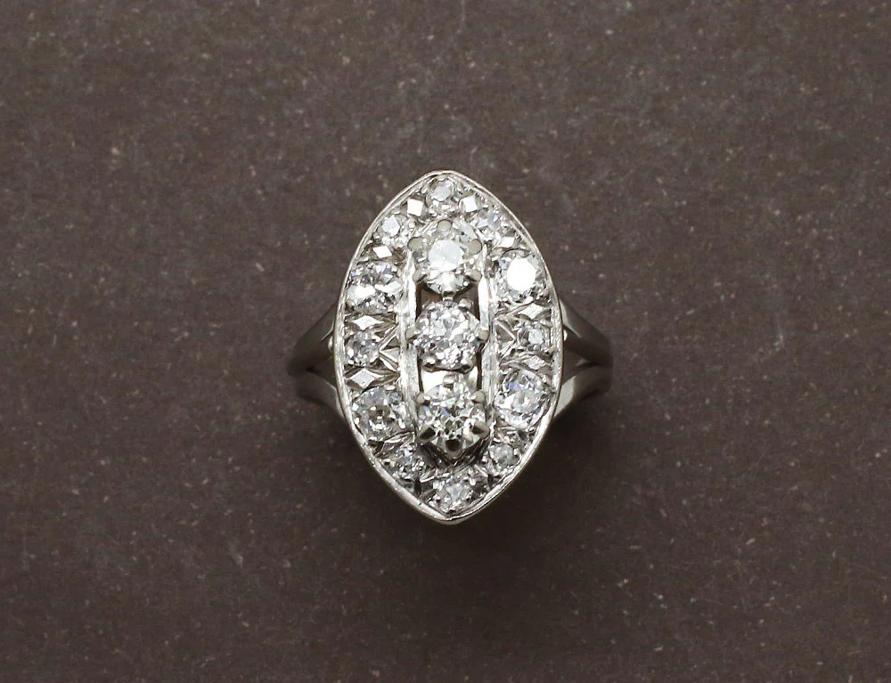 Bague Marquise Diamants Or Blanc - Image 2