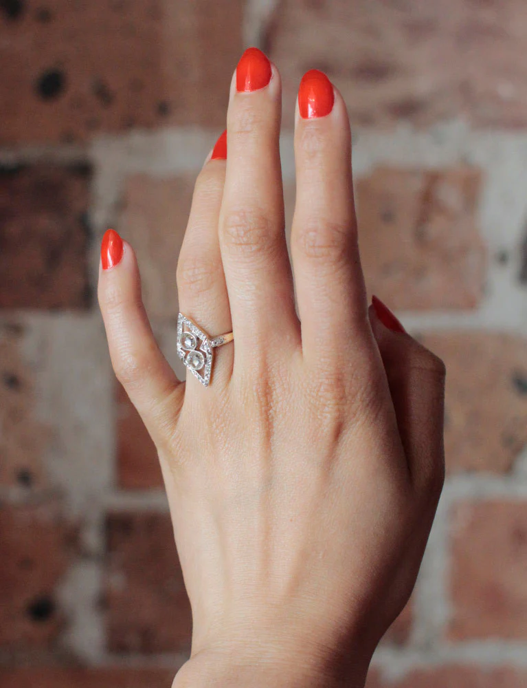 Bague Marquise Diamants Taille Rose - Image 5
