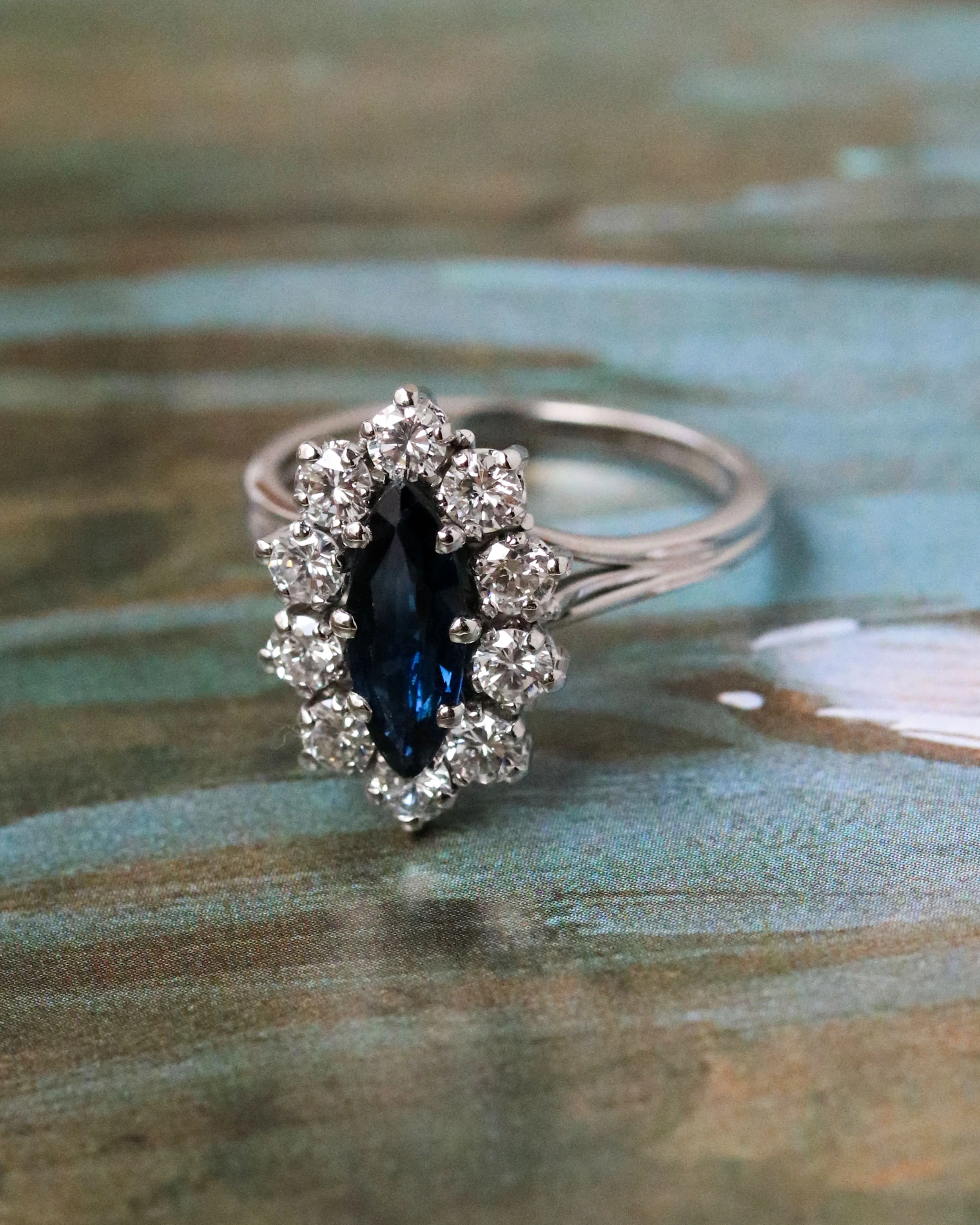 Bague Marquise Saphir Diamants - Image 3