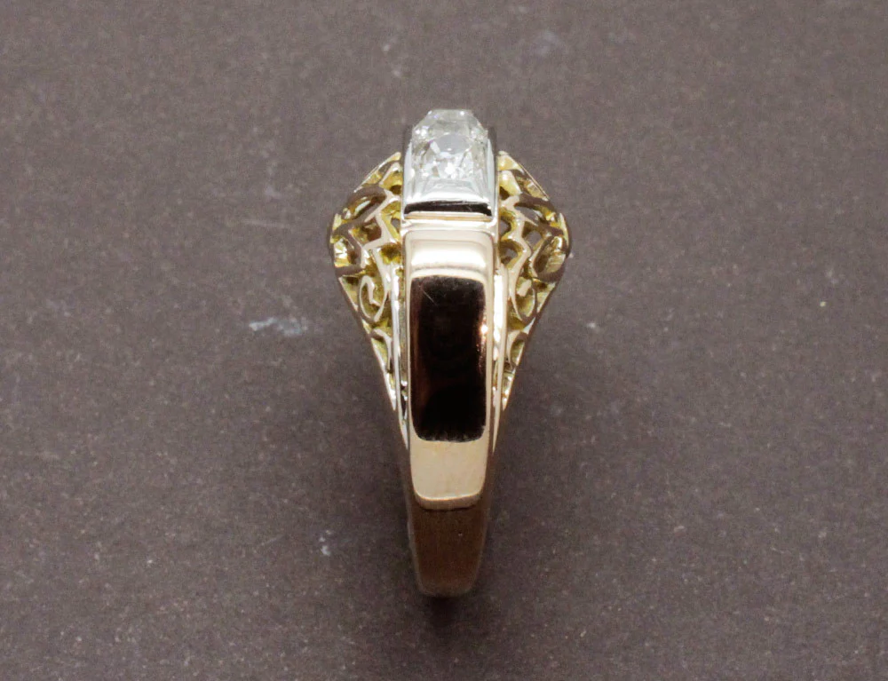 Bague Or Jaune Diamants 1950 - Image 4
