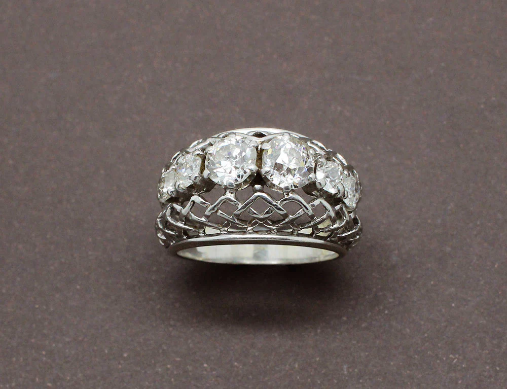 Bague "Osier" en Platine et Diamants - Image 2