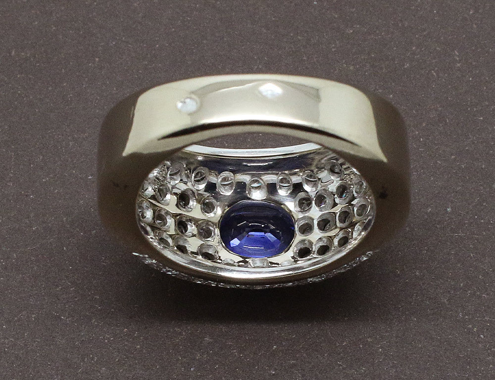 Bague Pavée Diamants et Saphir - Image 4