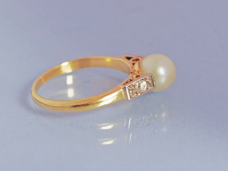 Bague Perle Ancienne et diamants - Image 3