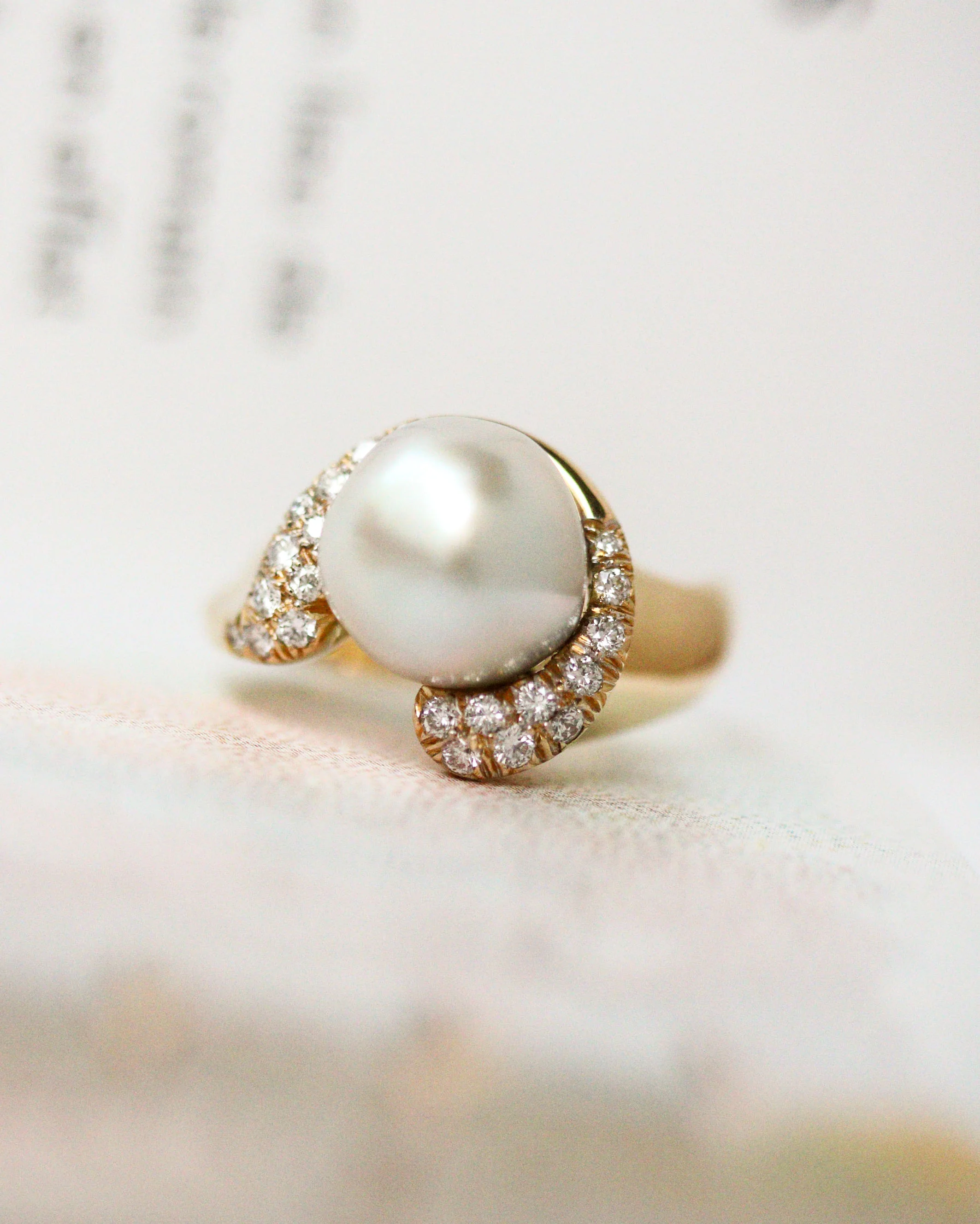 Bague Perle de Culture et Diamants - Image 6