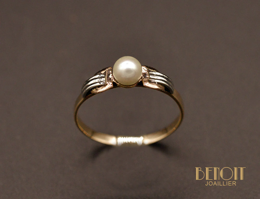 Bague Perle Fine Art Déco Moderniste - Image 2